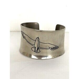 Raymond Pewter 43 Flying Eagle Modernist Cuff Bracelet For a Small Size Wrist 6"